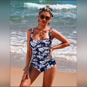 Ekouaer Women's Elegant Inspired Vintage One Piece Pin up Monokinis Swimsuit L.